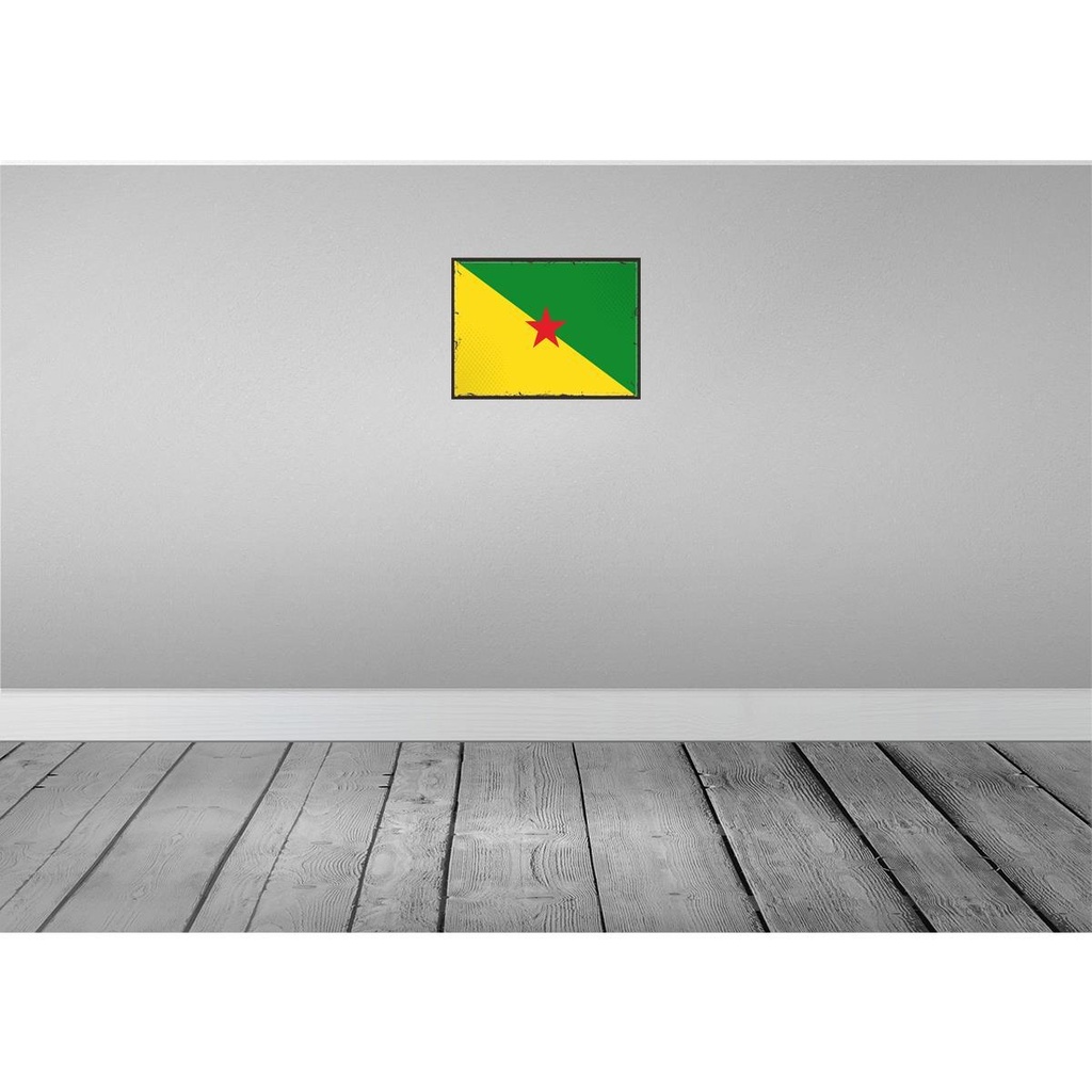 [LA-119644-H] Holzschild 30x40 cm Französisch?Guayanas Retro Flagge Fahne Wappen Bild 2