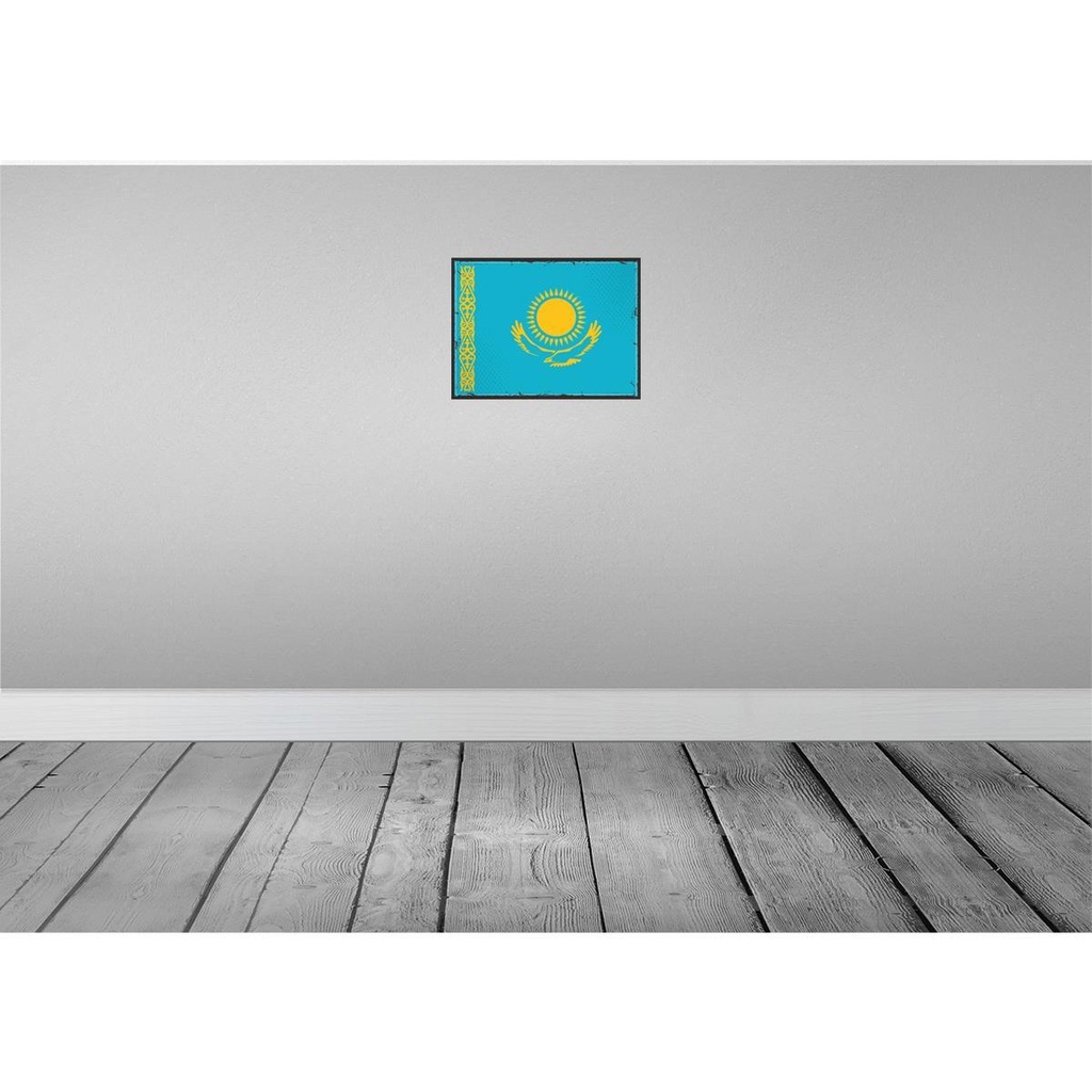 [LA-119661] Blechschild 30x40 cm Kasachstans Retro Kazakhstan Flagge Fahne Wappen Bild 2