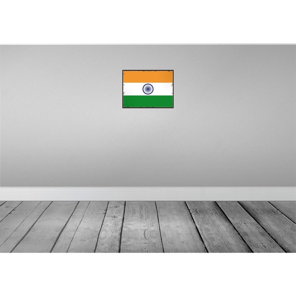 [LA-119666-H] Holzschild 30x40 cm Indiens Retro India Flagge Fahne Wappen Bild 2