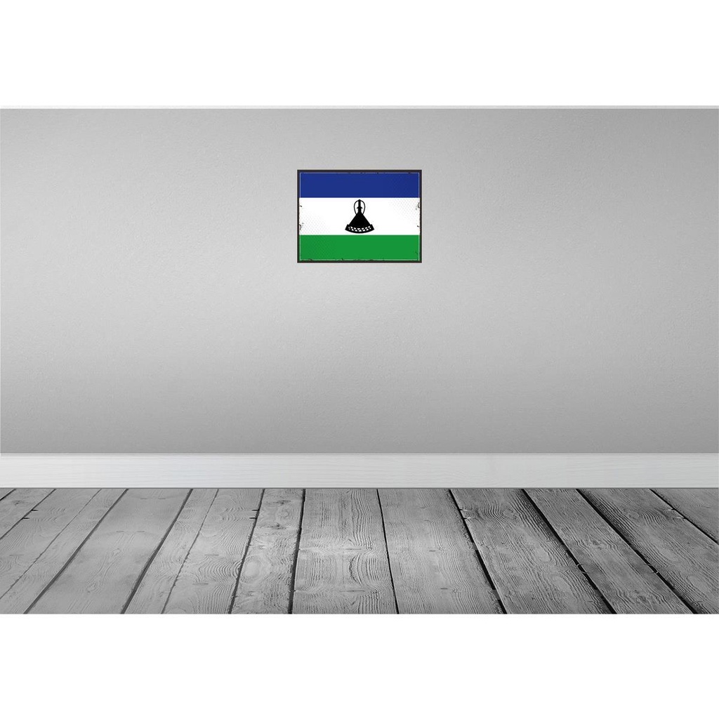 [LA-119686] Blechschild 30x40 cm Lesothos Retro Lesotho Flagge Fahne Wappen Bild 2