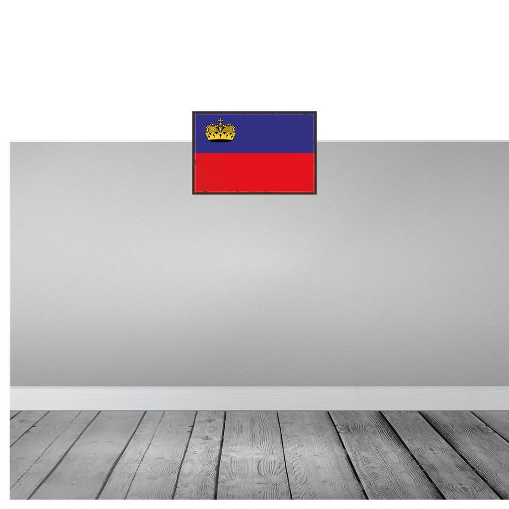 [LA-119689-H] Holzschild 30x40 cm Liechtenstein Retro Flagge Fahne Wappen Bild 2