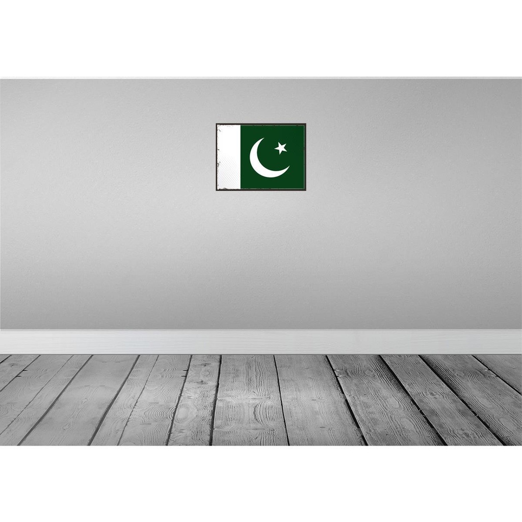 [LA-119728-H] Holzschild 30x40 cm Pakistans Retro Pakistan Flagge Fahne Wappen Bild 2