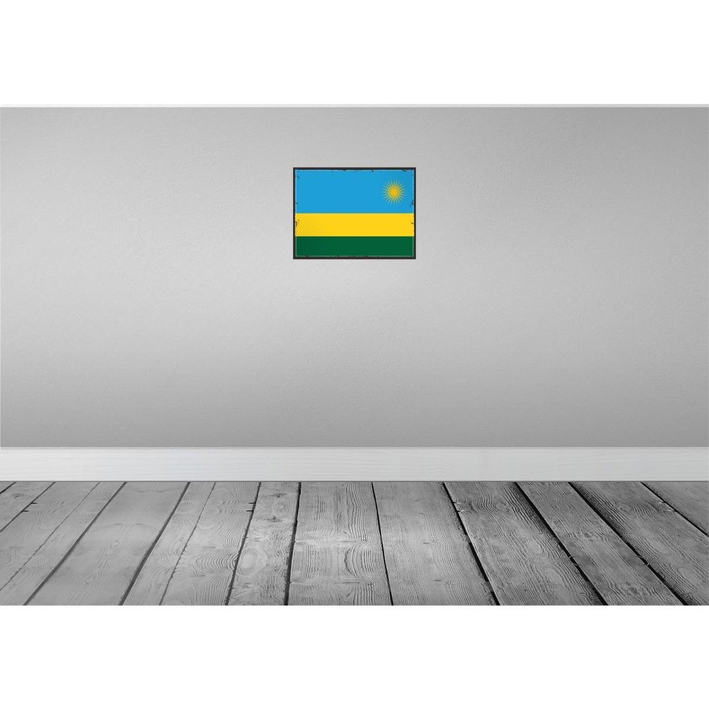 [LA-119741] Blechschild 30x40 cm Ruandas Retro Rwanda Flagge Fahne Wappen Bild 2