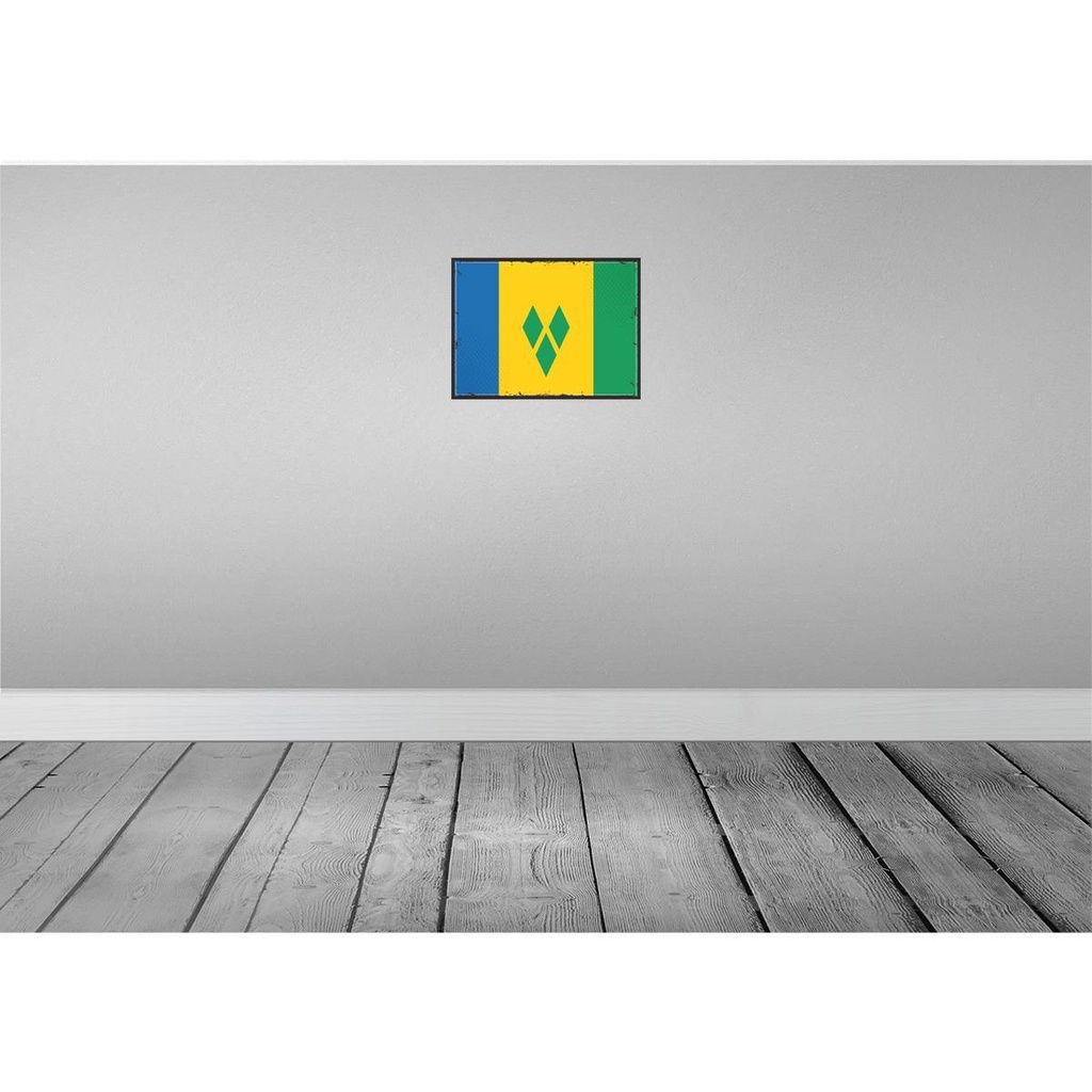 [LA-119744-H] Holzschild 30x40 cm Saint Vincent Grenadinen Retro Flagge Fahne Wappen Bild 2