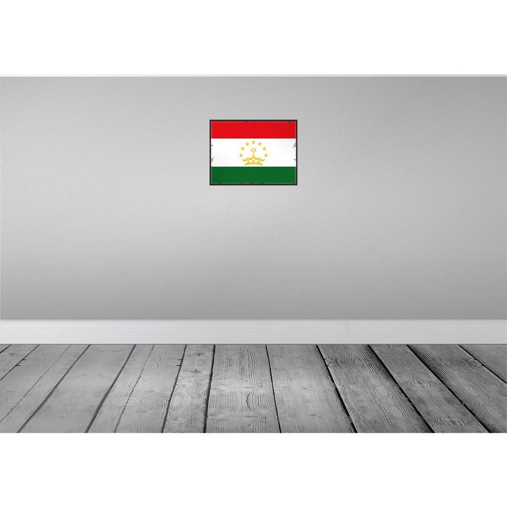 [LA-119771-H] Holzschild 30x40 cm Tadschikistan Retro Tajikistan Flagge Fahne Wappen Bild 2
