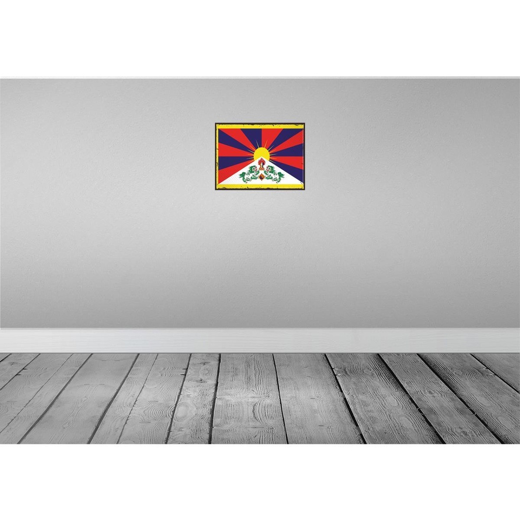[LA-119775-H] Holzschild 30x40 cm Tibets Retro Tibet Flagge Fahne Wappen Bild 2