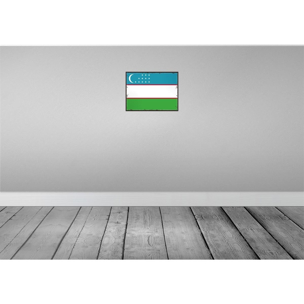[LA-119790-H] Holzschild 30x40 cm Usbekistans Retro Uzbekistan Flagge Fahne Wappen Bild 2