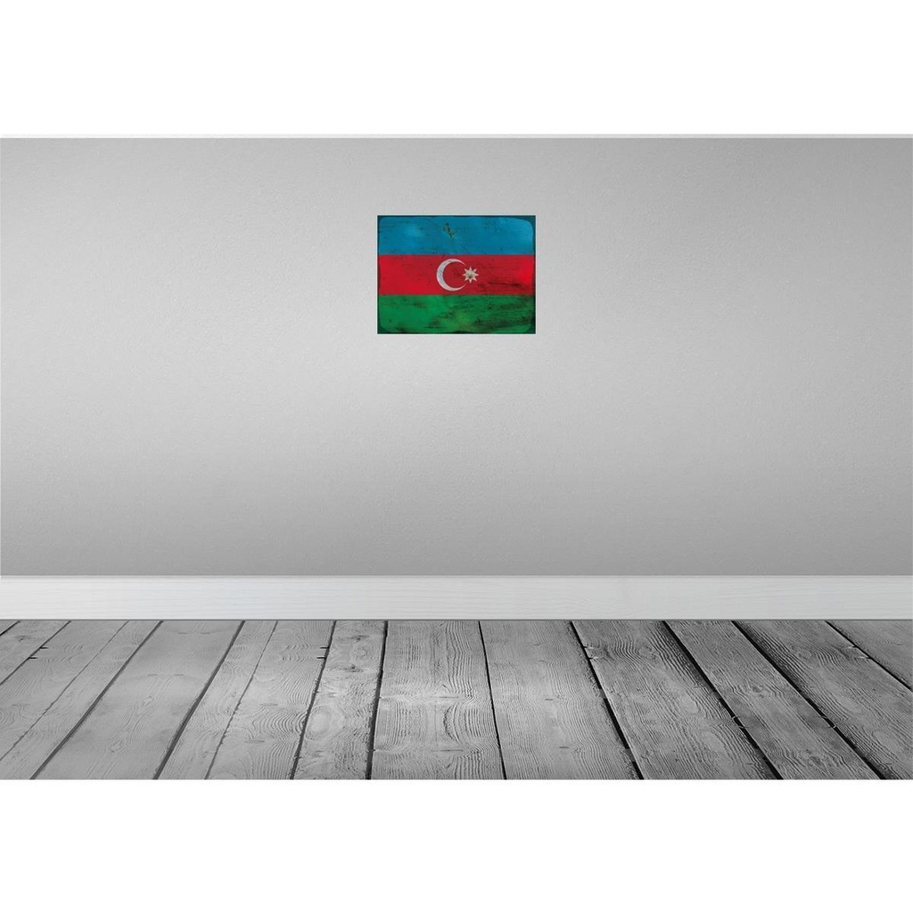 [LA-119814-H] Holzschild 30x40 cm Aserbaidschan Azerbaijan Flagge Fahne Wappen Bild 2