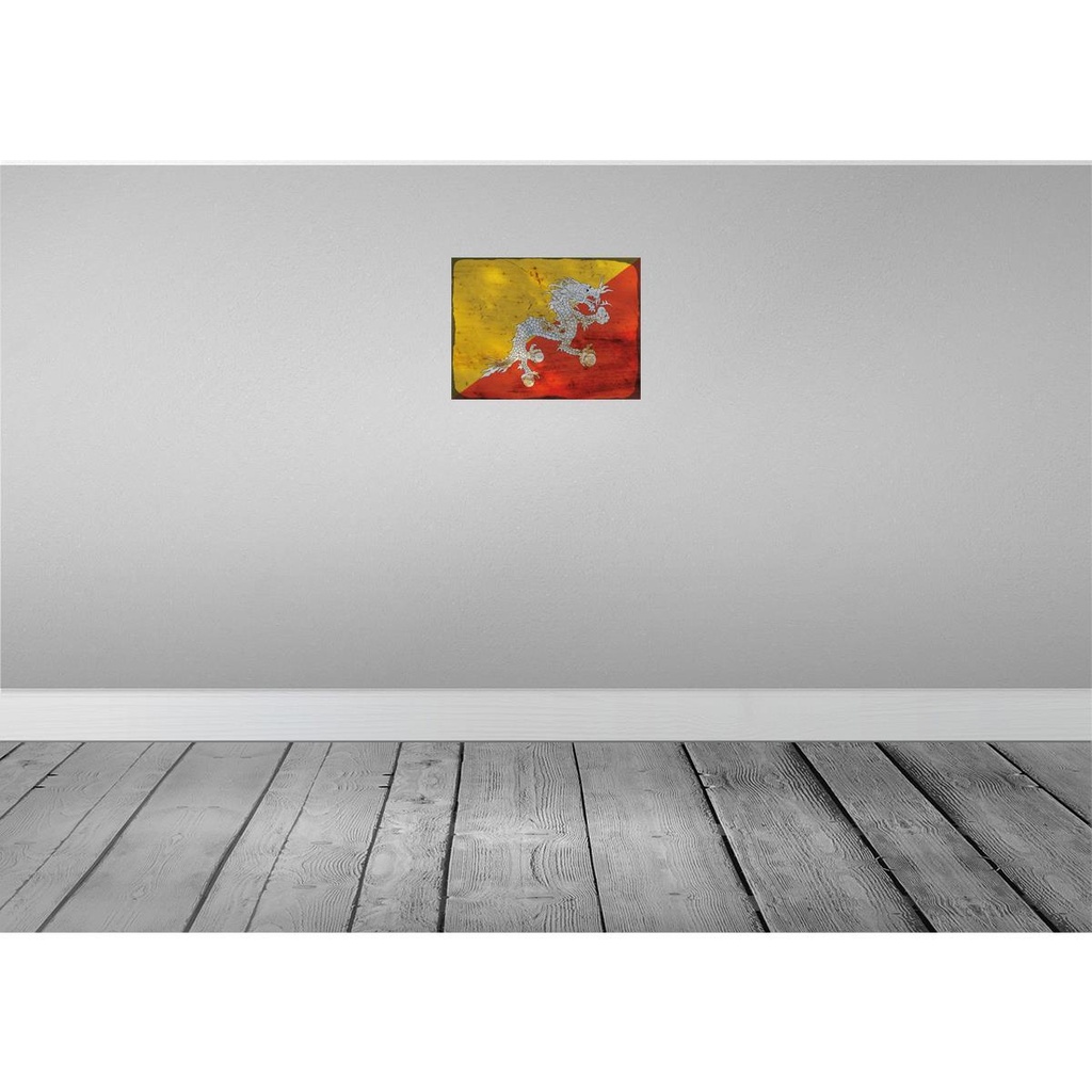 [LA-119823-H] Holzschild 30x40 cm Bhutan Flagge Fahne Wappen Bild 2