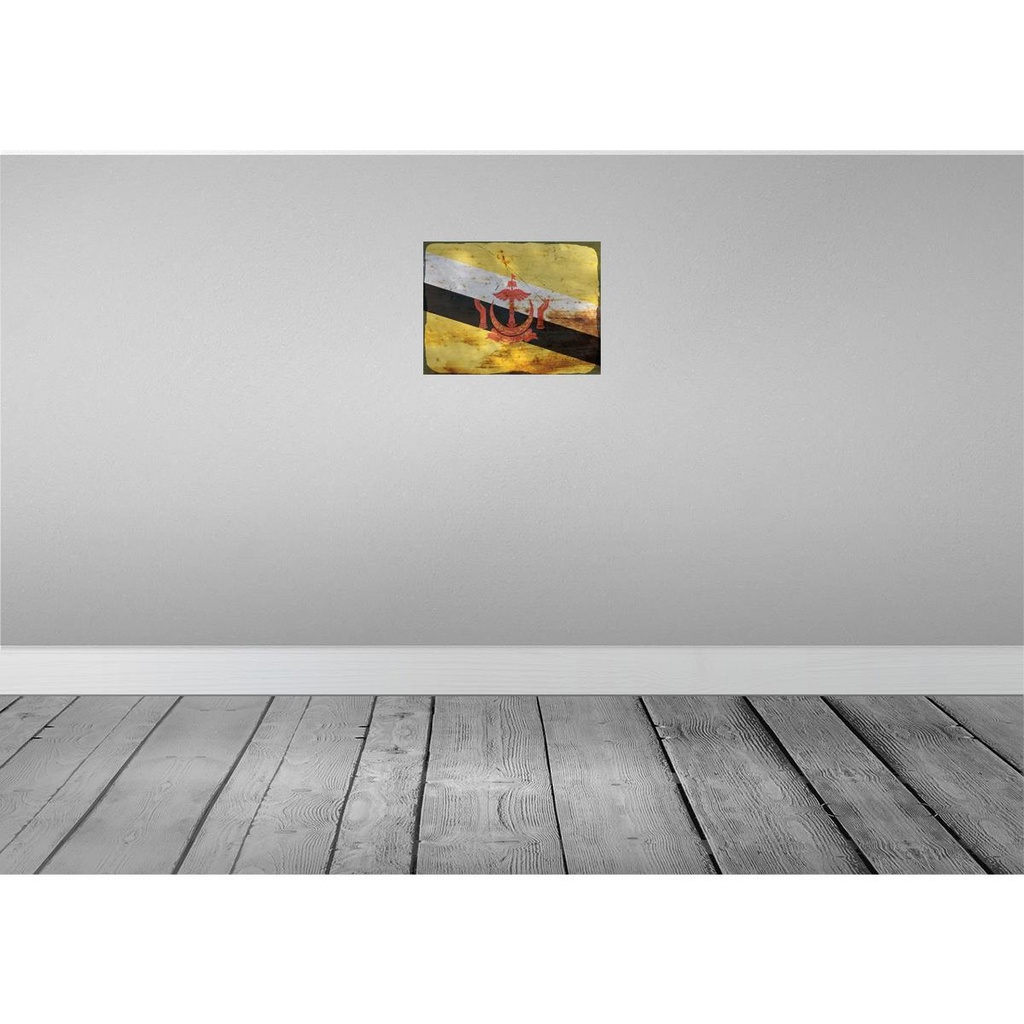 [LA-119829-H] Holzschild 30x40 cm Brunei Flagge Fahne Wappen Bild 2