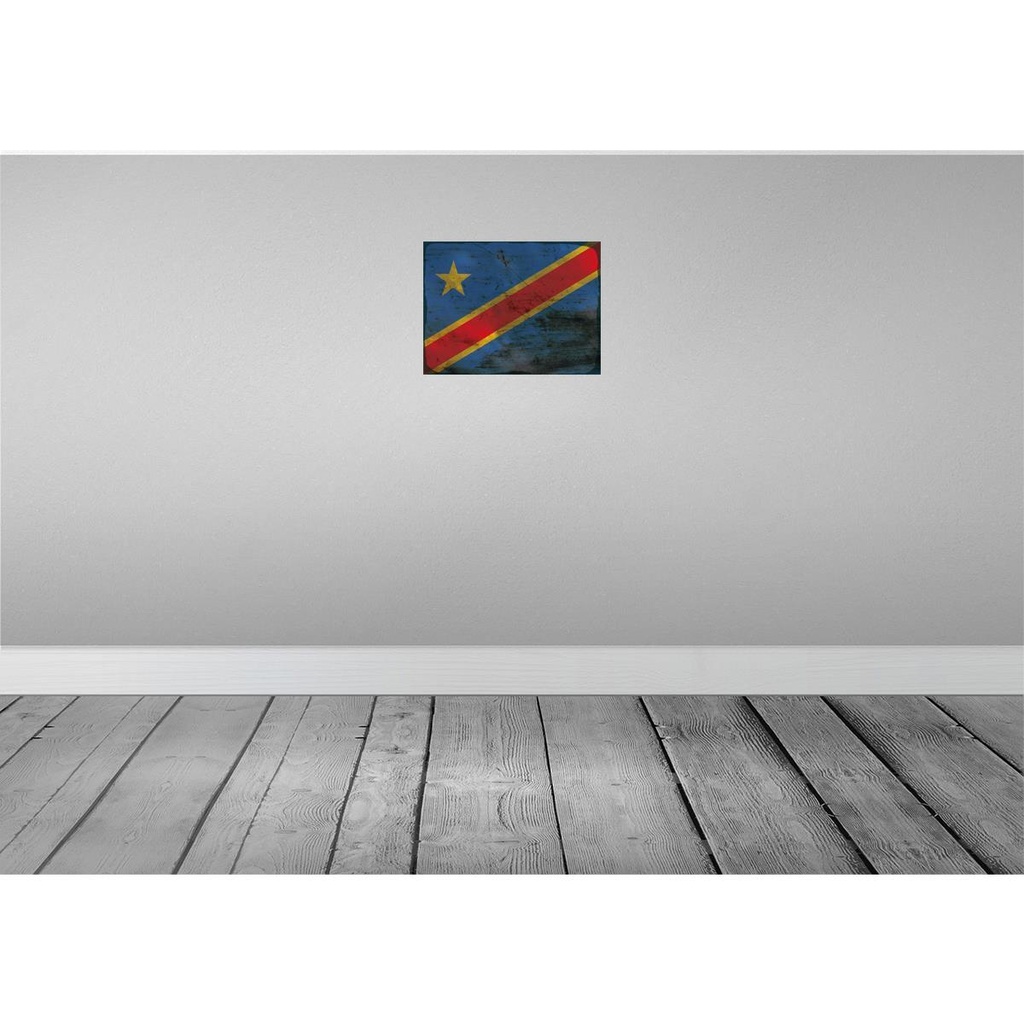 [LA-119853-H] Holzschild 30x40 cm DR Kongo democratic Congo Flagge Fahne Wappen Bild 2