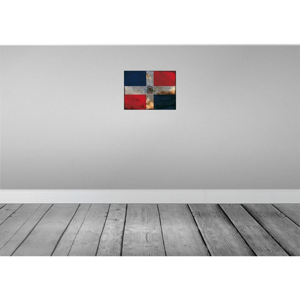 [LA-119857] Blechschild 30x40 cm Dominikanische Republik Flagge Fahne Wappen Bild 2
