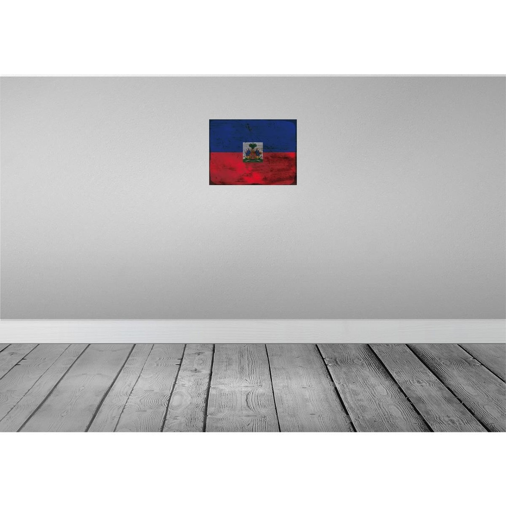 [LA-119888] Blechschild 30x40 cm Haiti Flagge Fahne Wappen Bild 2