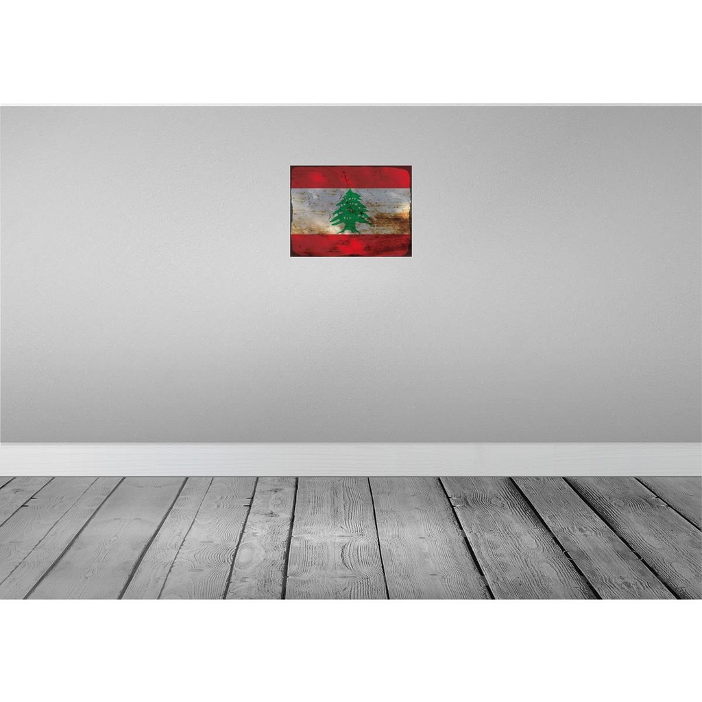 [LA-119913] Blechschild 30x40 cm Libanon Lebanon Flagge Fahne Wappen Bild 2
