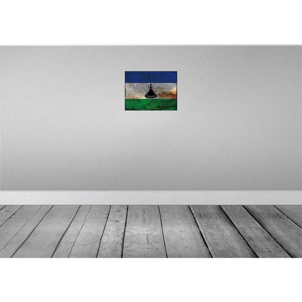 [LA-119914-H] Holzschild 30x40 cm Lesotho Flagge Fahne Wappen Bild 2