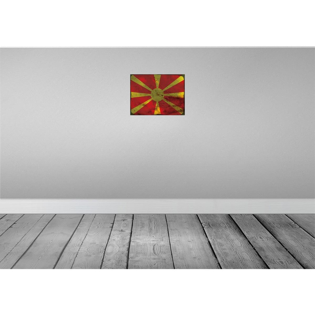 [LA-119921-H] Holzschild 30x40 cm Mazedonien Macedonia Flagge Fahne Wappen Bild 2