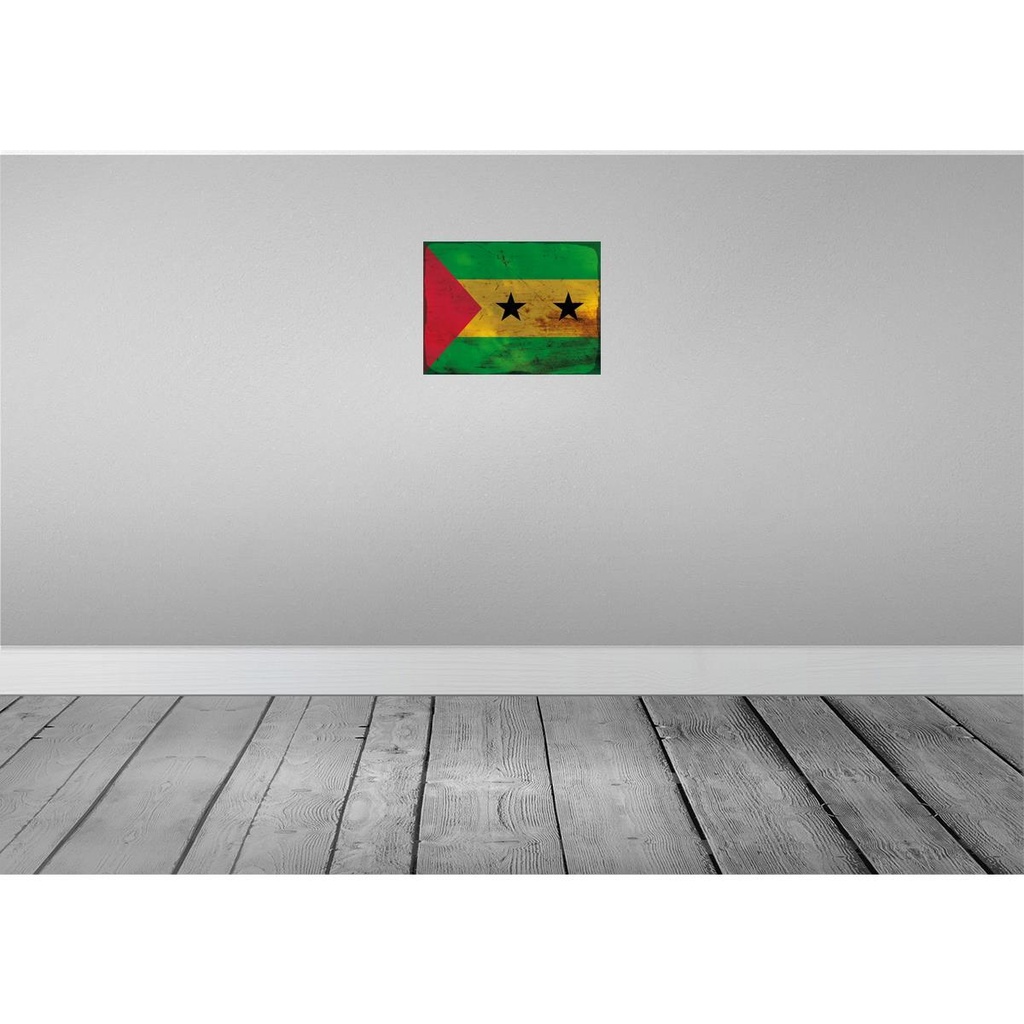 [LA-119975-H] Holzschild 30x40 cm São Tomé und Príncipe Flagge Fahne Wappen Bild 2