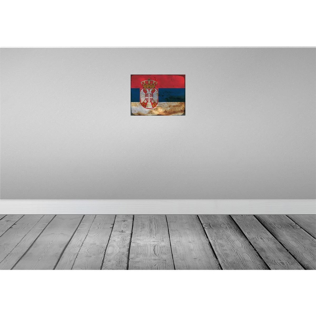 [LA-119980-H] Holzschild 30x40 cm Serbien Serbia Flagge Fahne Wappen Bild 2