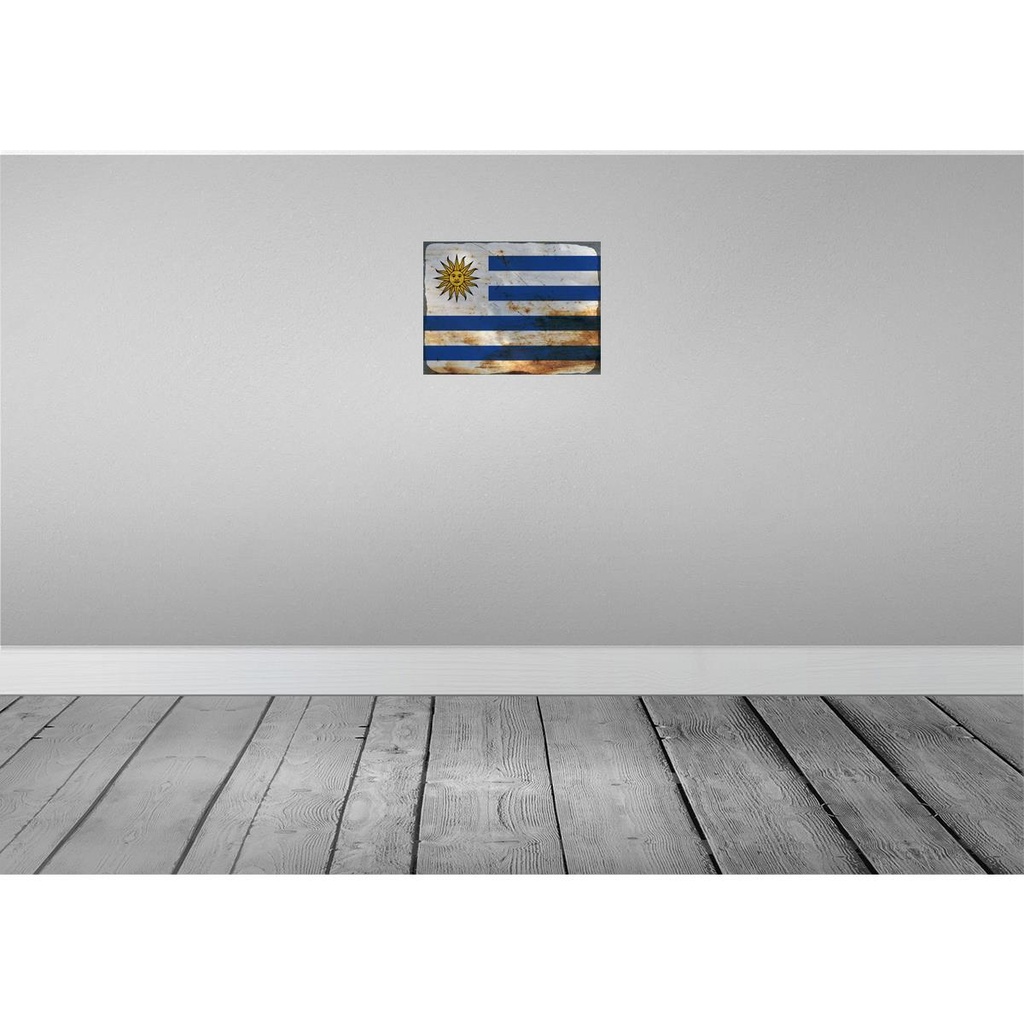 [LA-120016] Blechschild 30x40 cm Uruguay Flagge Fahne Wappen Bild 2