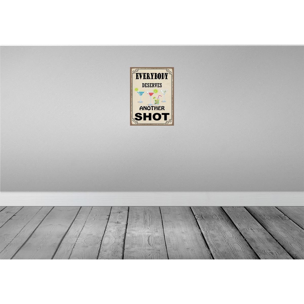 [LA-120057-H] Holzschild 40x30 cm everybody deserves another shot Essen Trinken Bild 2