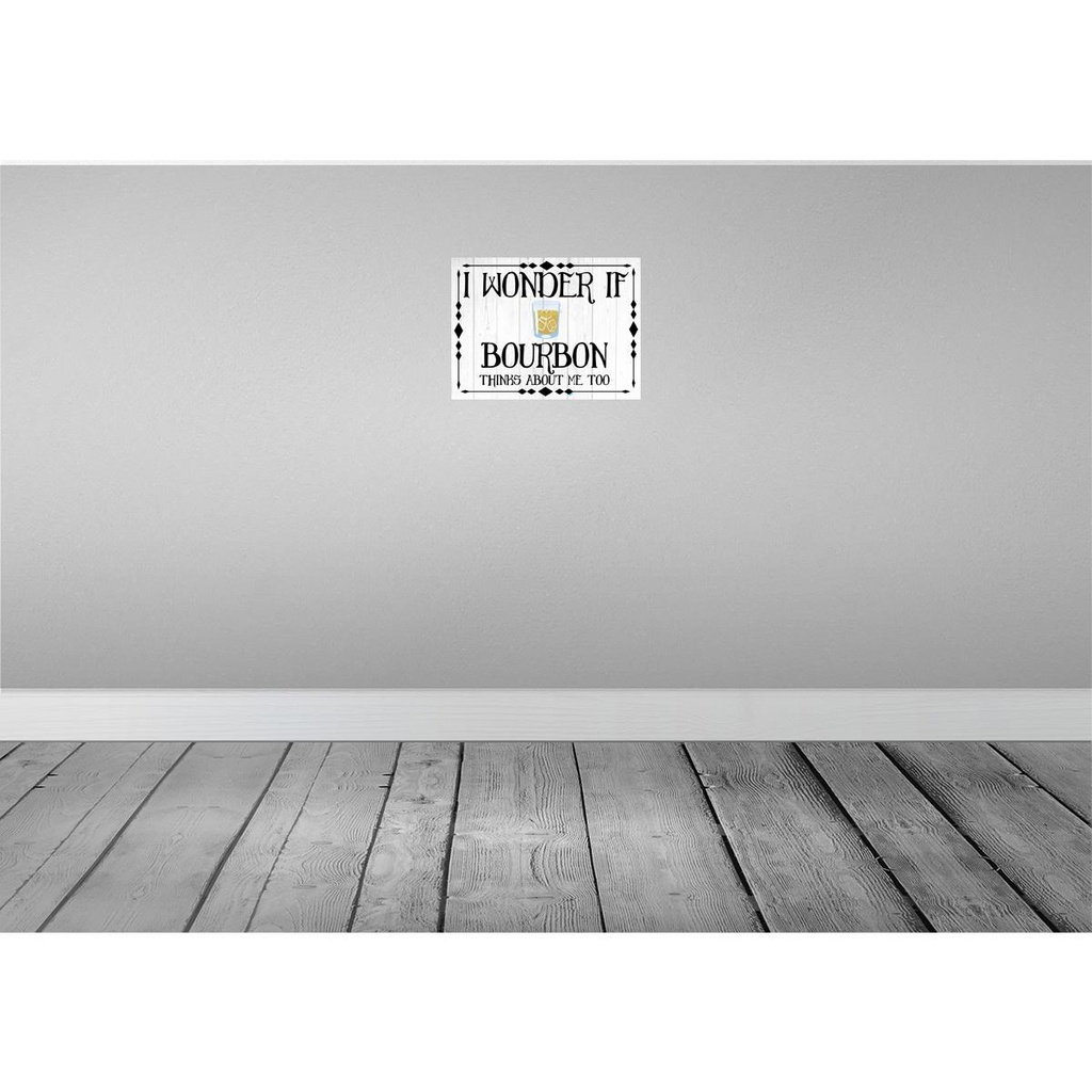 [LA-120059] Blechschild 30x40 cm i wonder if Bourbon thinks about Spruch Zitat Bild 2