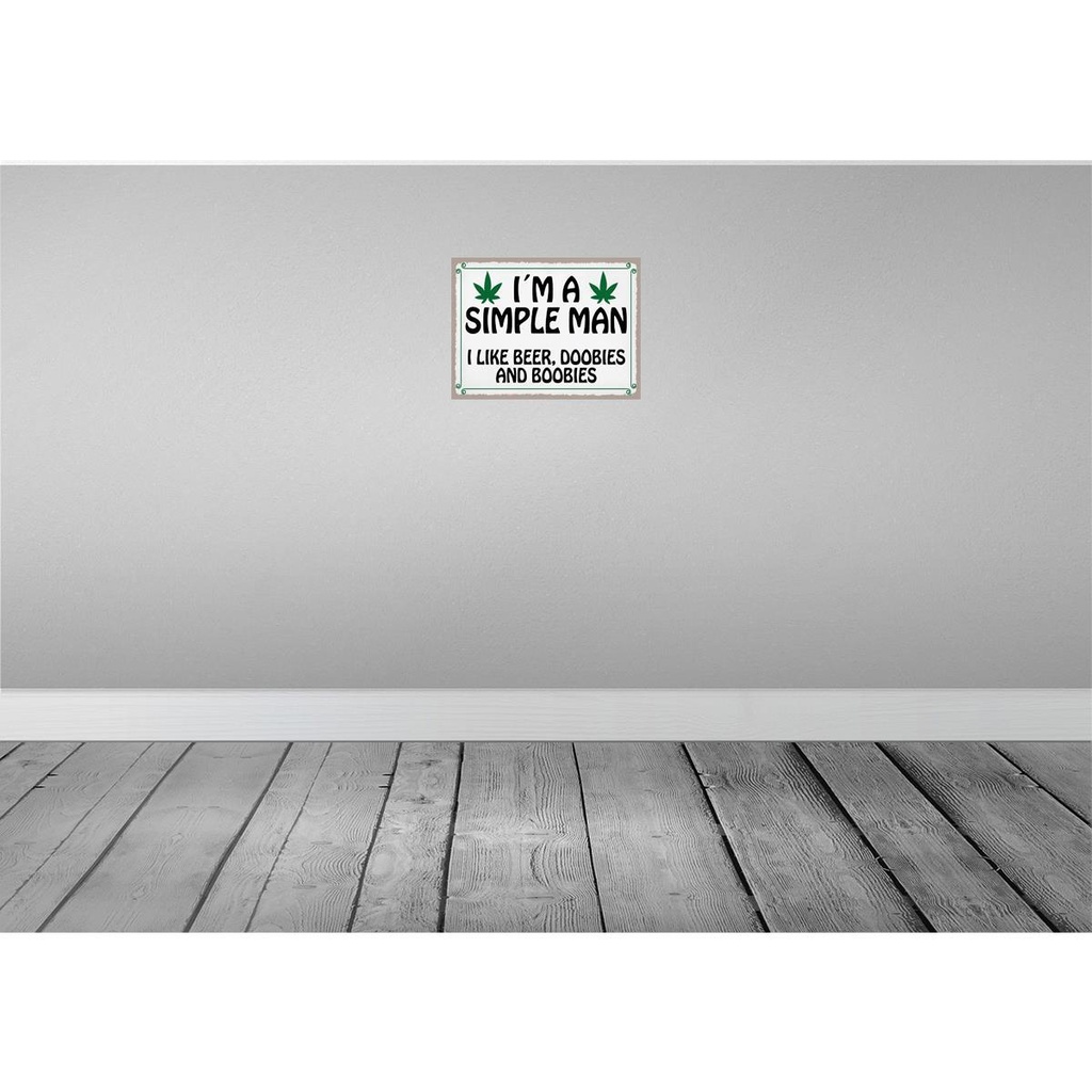 [LA-120062] Blechschild 30x40 cm i´m simple man like beer doobies Spruch Zitat Bild 2
