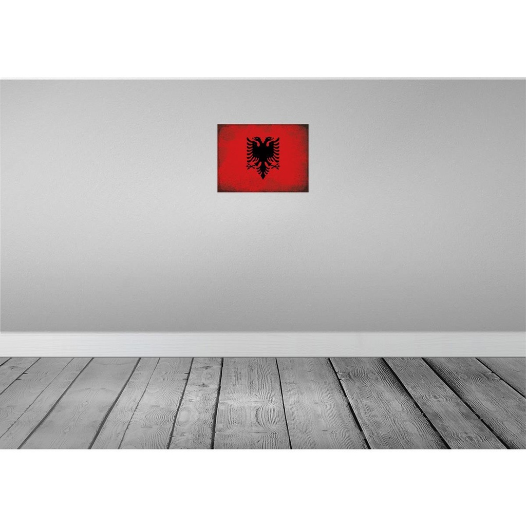 [LA-120067-H] Holzschild 30x40 cm Albanien Albania Flagge Fahne Wappen Bild 2