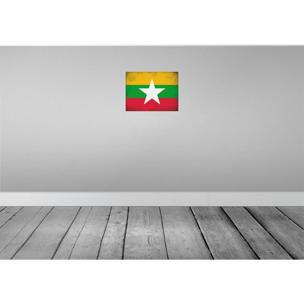 [LA-120204-H] Holzschild 30x40 cm Myanmar Flagge Fahne Wappen Bild 2