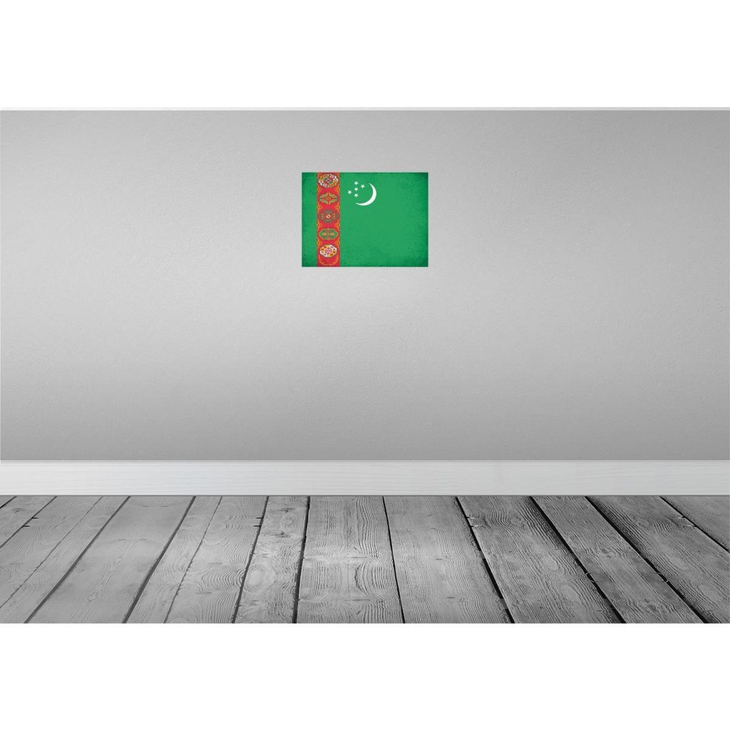 [LA-120275-H] Holzschild 30x40 cm Turkmenistan Flagge Fahne Wappen Bild 2