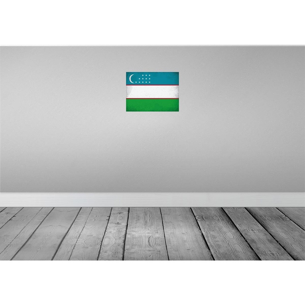 [LA-120283-H] Holzschild 30x40 cm Usbekistan Uzbekistan Flagge Fahne Wappen Bild 2