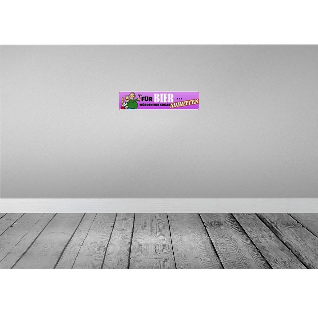 [LA-120322-H] Holzschild 10x46 cm für Bier werden wir arbeiten Spruch Zitat Bild 2