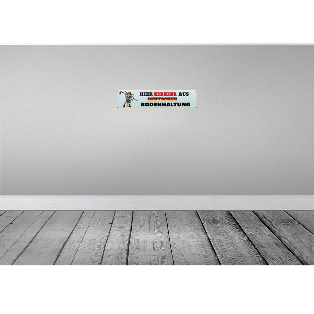 [LA-120323] Blechschild 10x46 cm hier Eier deutsche Bodenhaltung Spruch Zitat Bild 2