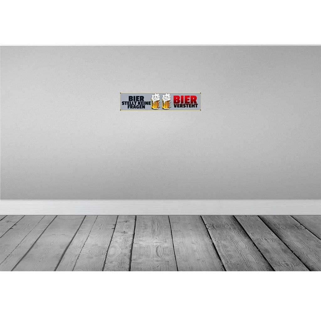 [LA-120326] Blechschild 10x46 cm Bier stellt keine Fragen Essen Trinken Bild 2