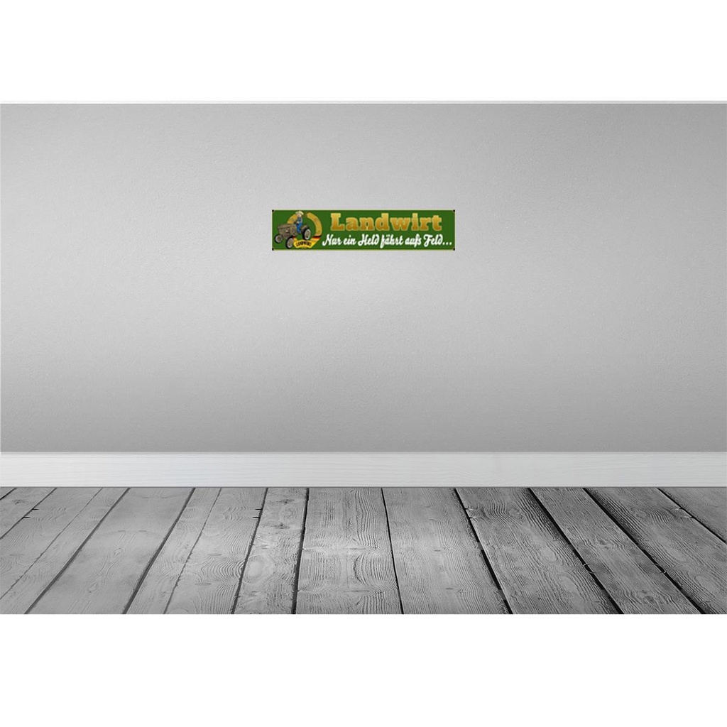 [LA-120335] Blechschild 10x46 cm Landwirt nur Held fährt auf Feld Beruf Arbeit Bild 2
