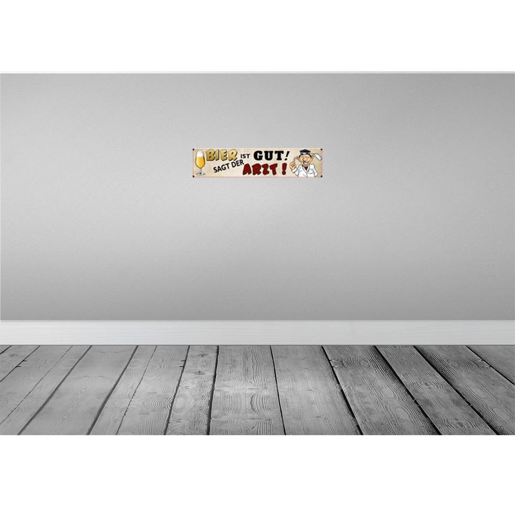 [LA-120341-H] Holzschild 10x46 cm Bier ist gut sagt der Arzt Alkohol Bild 2