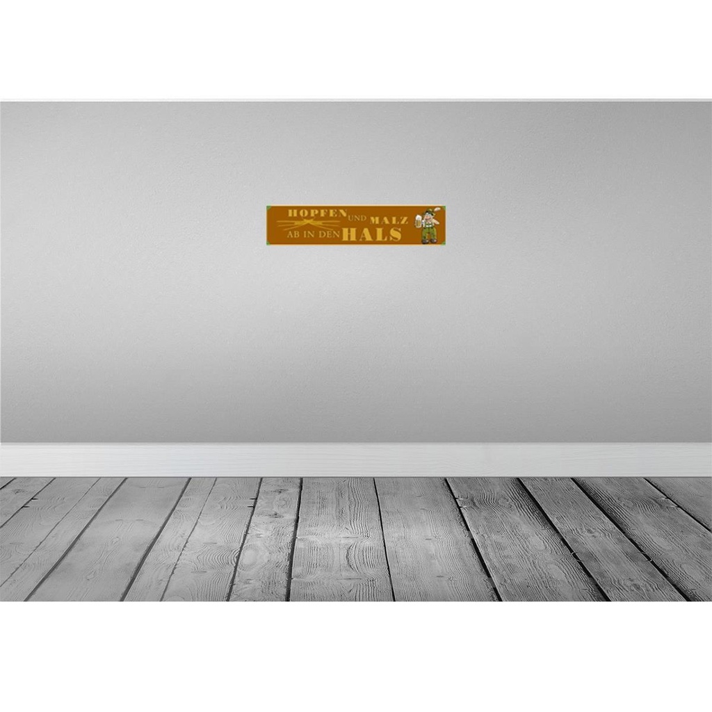 [LA-120348-H] Holzschild 10x46 cm Bier Hopfen Malz ab in den Hals Bild 2