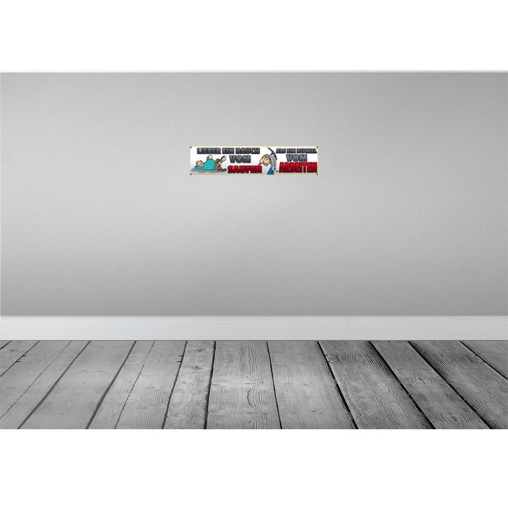 [LA-120350] Blechschild 10x46 cm lieber ein Bauch vom saufen als Buckel Spruch Zitat Bild 2
