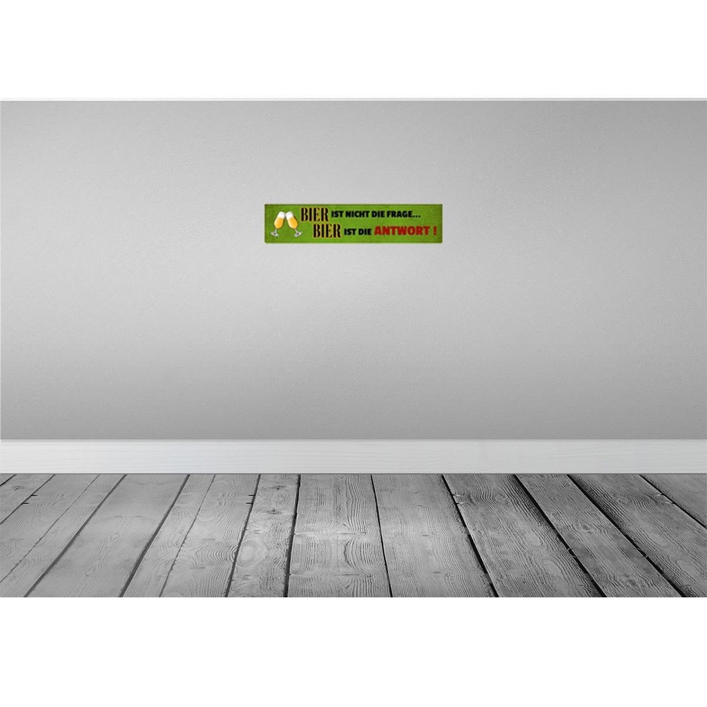 [LA-120351-H] Holzschild 10x46 cm Bier ist nicht die Frage ist Antwort Bild 2