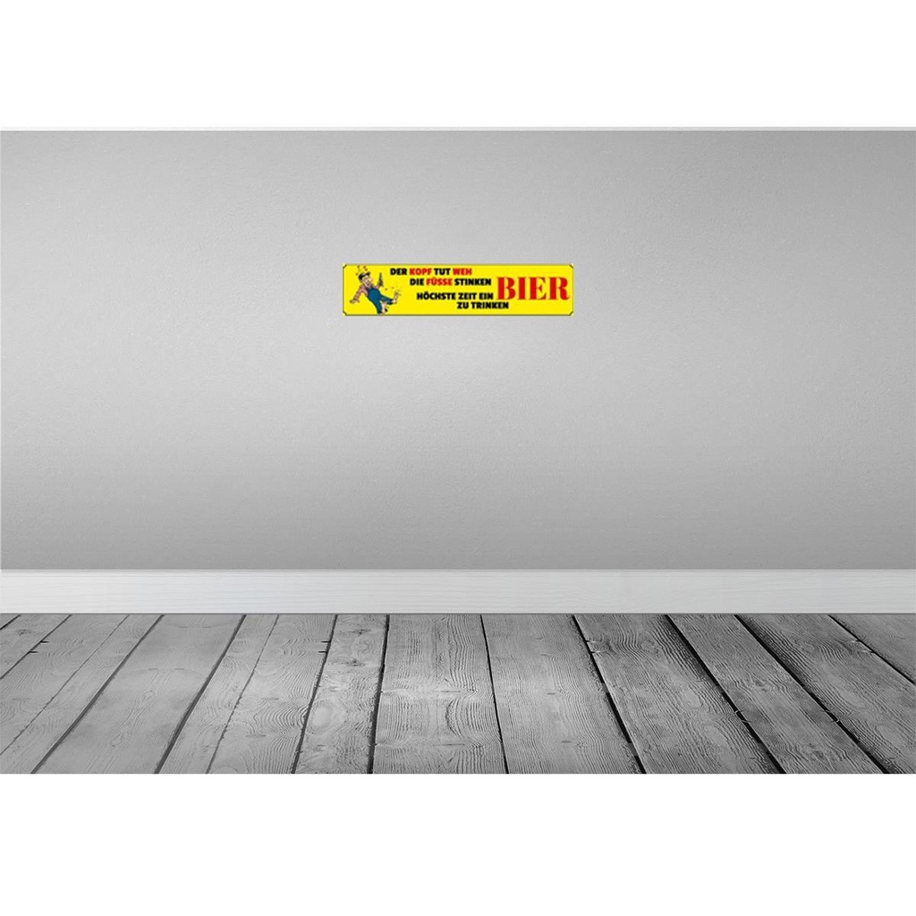 [LA-120356-H] Holzschild 10x46 cm höchste Zeit ein Bier zu trinken Essen Bild 2