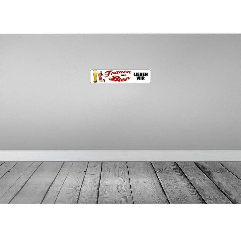 [LA-120357-H] Holzschild 10x46 cm Pinup Frauen und Bier lieben wir Pin Up Bild 2