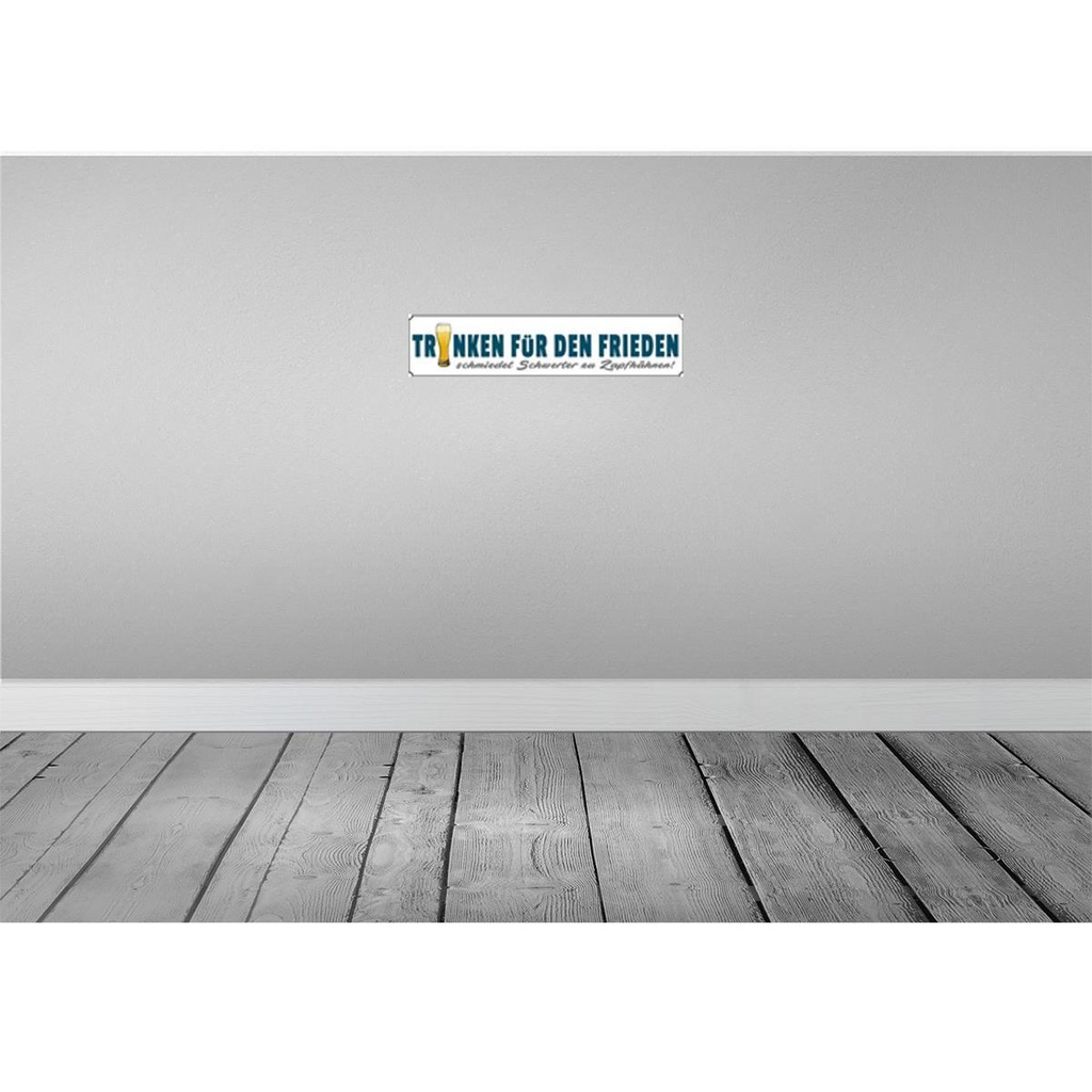 [LA-120358] Blechschild 10x46 cm Bier trinken für den Frieden Essen Bild 2