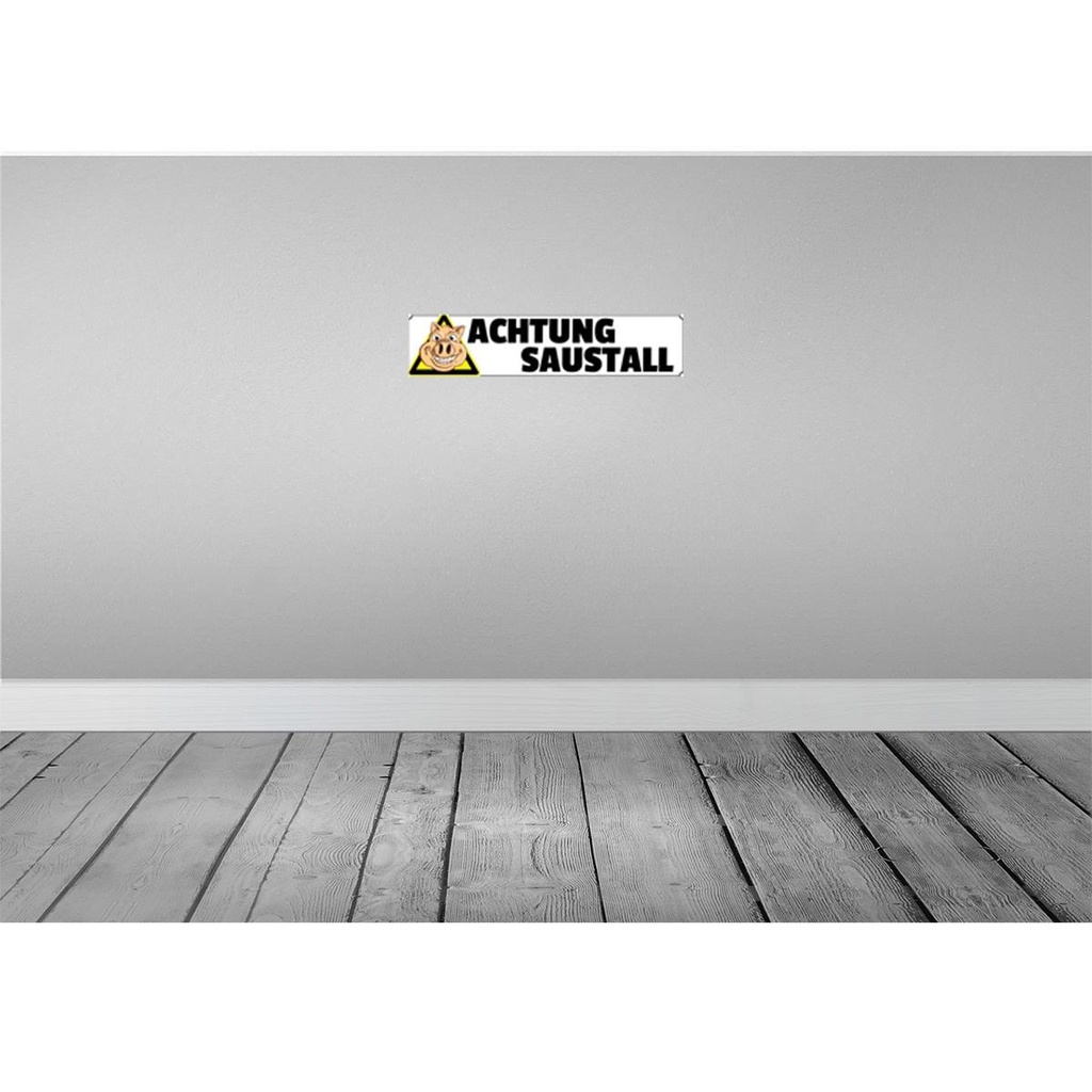 [LA-120362] Blechschild 10x46 cm achtung Saustall Schwein Tier Haustier Spruch Zitat Bild 2