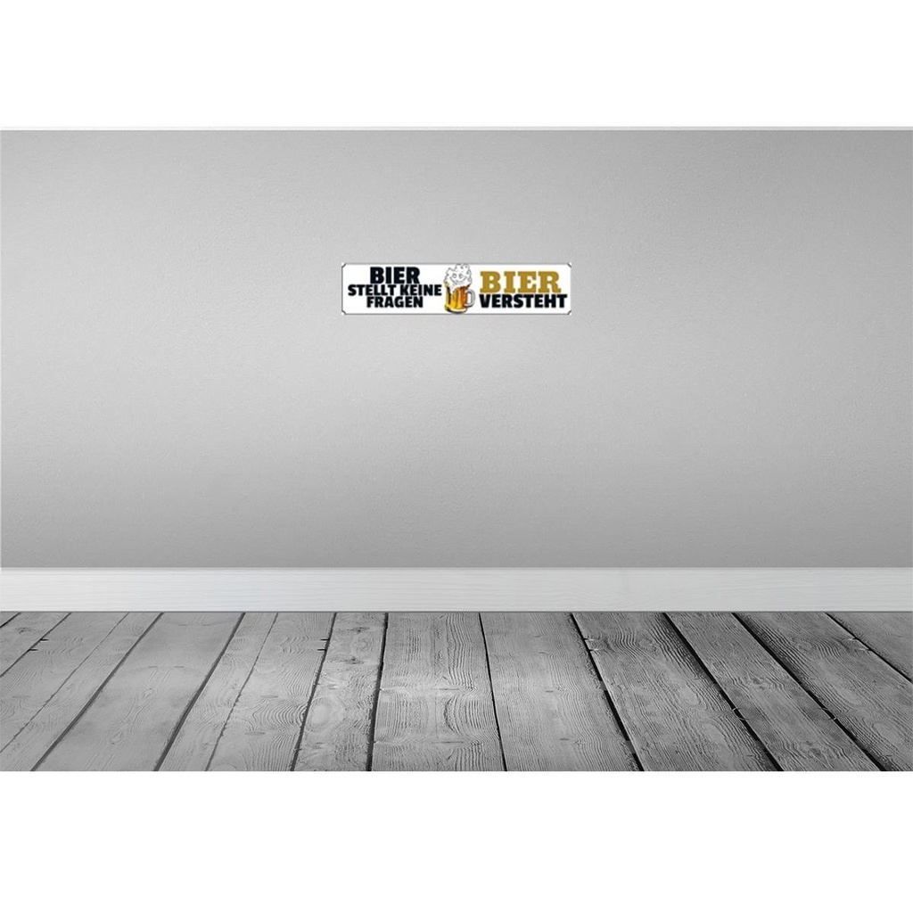 [LA-120379] Blechschild 10x46 cm Bier stellt keine Fragen Essen Trinken Bild 2