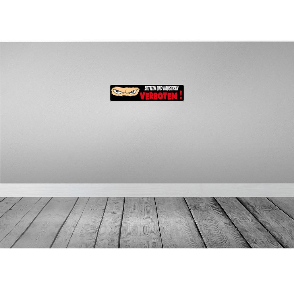 [LA-120383-H] Holzschild 10x46 cm Betteln und Hausieren verboten Bild 2