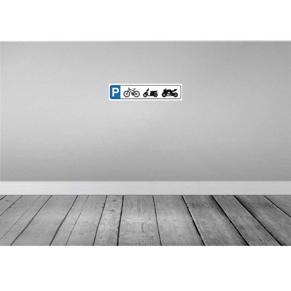 [LA-120387] Blechschild 10x46 cm Parkplatz Fahrrad Mofa Motorrad Parkplatzschild Bild 2