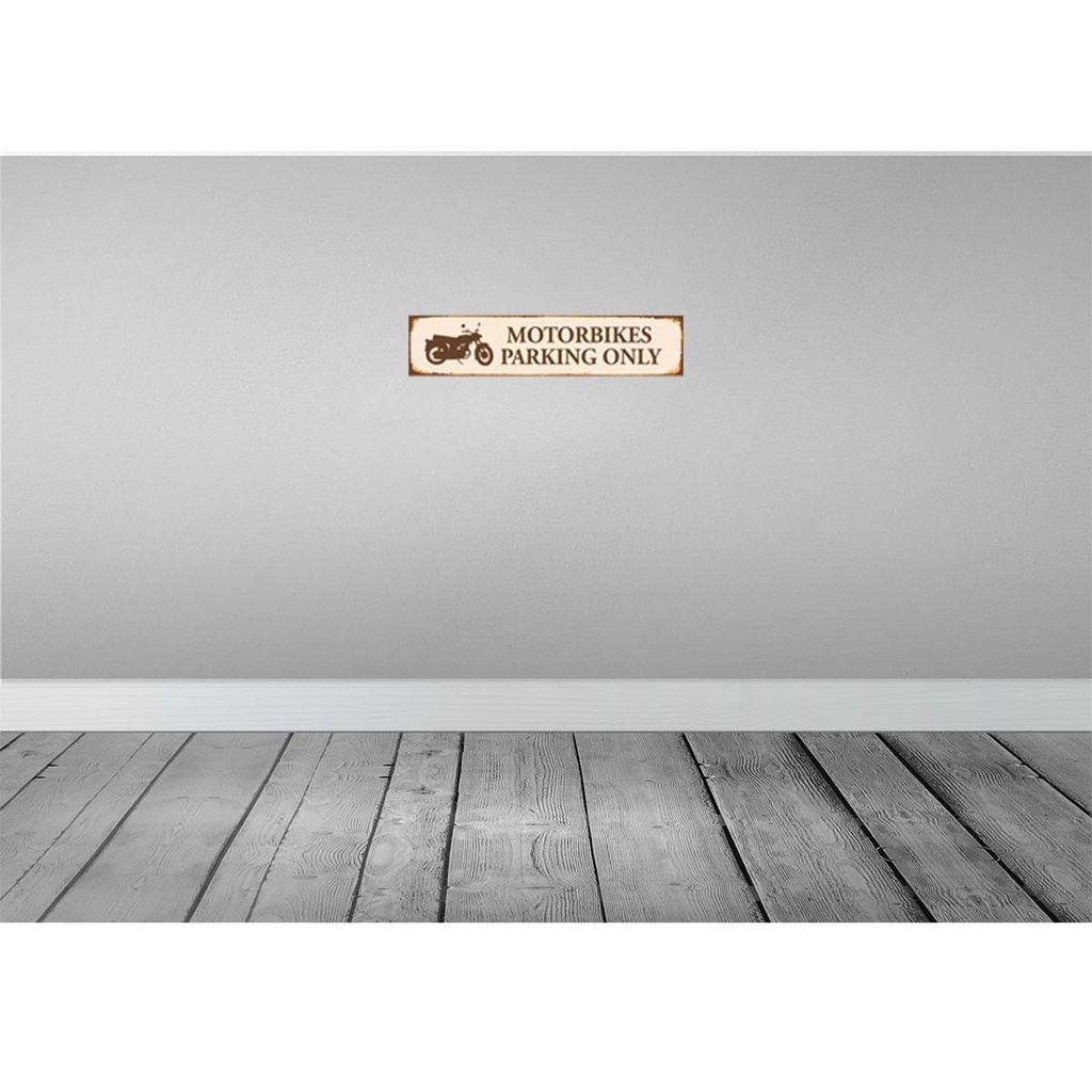 [LA-120433-H] Holzschild 10x46 cm Motorbikes Parking only Parkplatzschild Bild 2