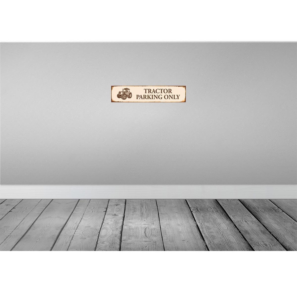 [LA-120434] Blechschild 10x46 cm Tractor Parking only Parkplatzschild Bild 2