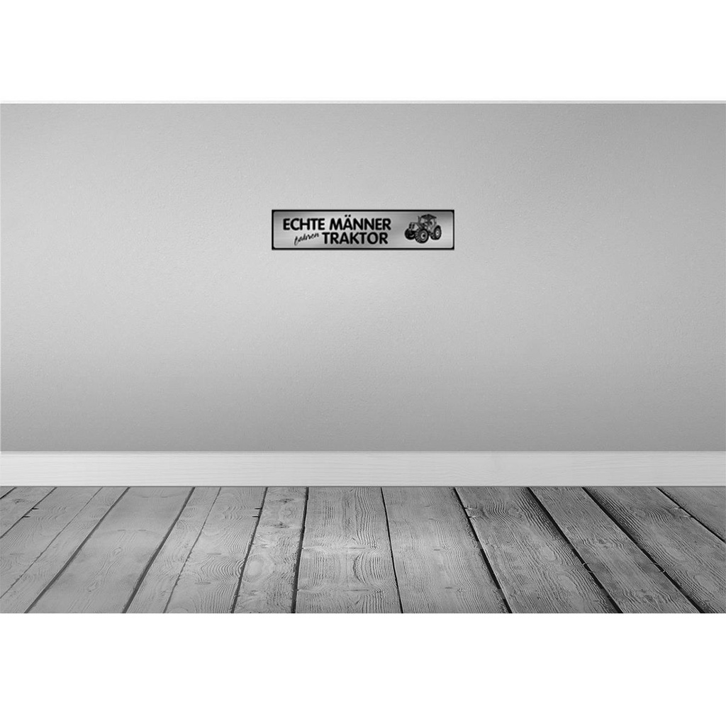 [LA-120439] Blechschild 10x46 cm Männer fahren Traktor Frauen Spruch Zitat Bild 2
