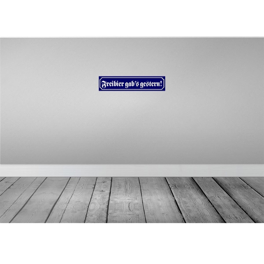 [LA-120444] Blechschild 10x46 cm Freibier gab´s gestern Dekoration Spruch Zitat Bild 2