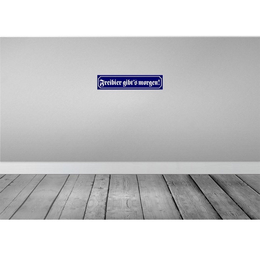 [LA-120445] Blechschild 10x46 cm Freibier gibt´s morgen Dekoration Spruch Zitat Bild 2